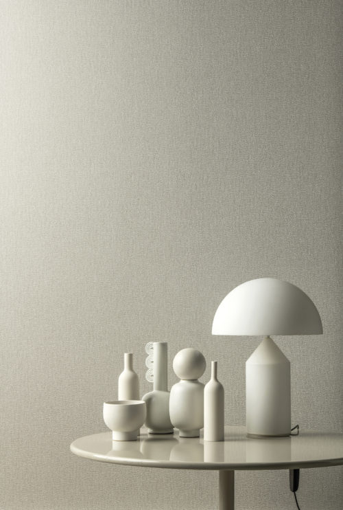 A subtle interplay between shadow and light, matt and shine, on unique designs inspired by nature or geometry in this picture of LOF314 wallcovering from the Omexco Loft range.