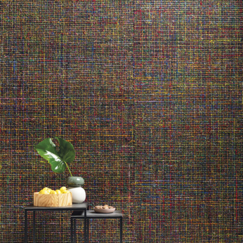 A tweedlike, chunky weave with wildly innovative handspun yarns in colourful shades.